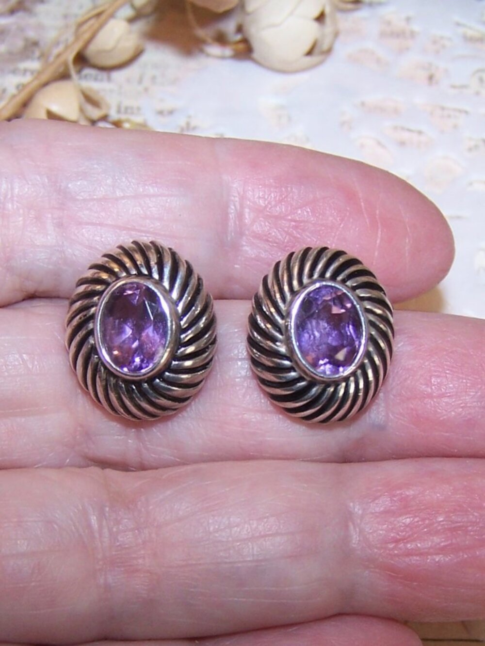 Joseph Esposito ESPO Sterling Silver Amethyst Earrings - Posts with Nuts